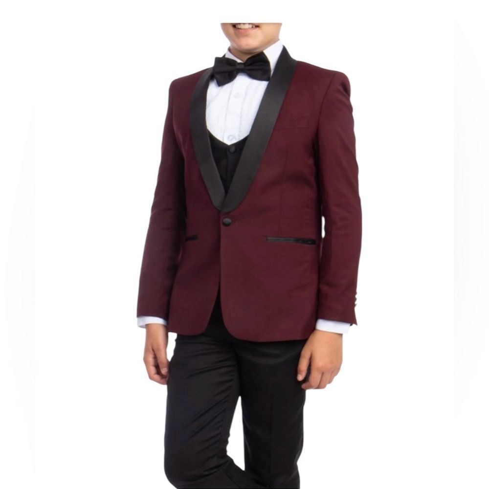 Perry Ellis Boys Burgundy Tuxedo Formal Jacket Sz 18